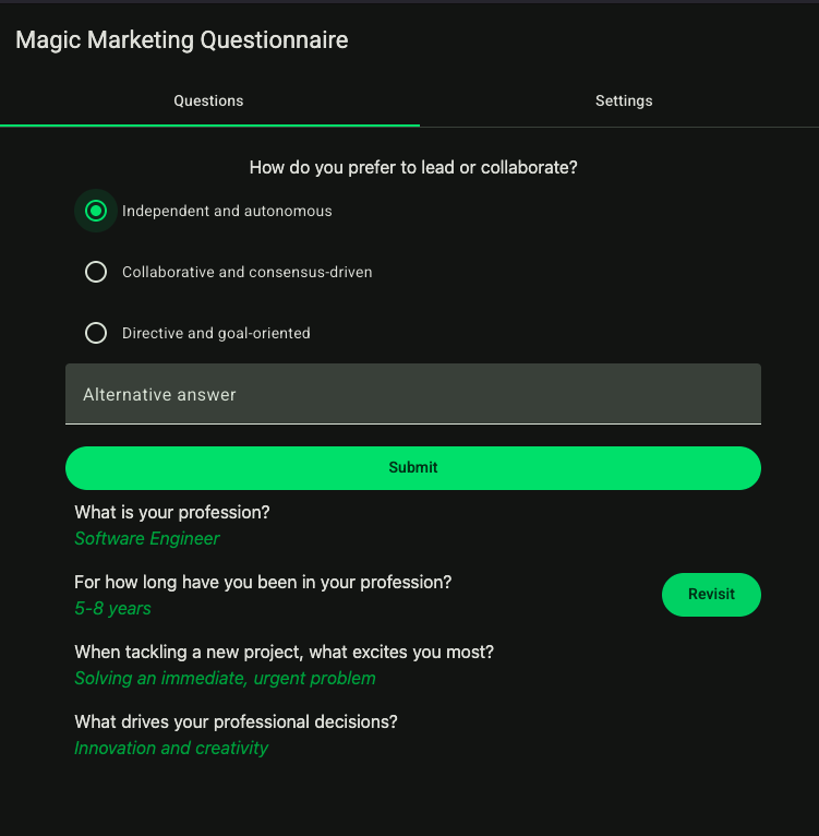 List of questions and answers